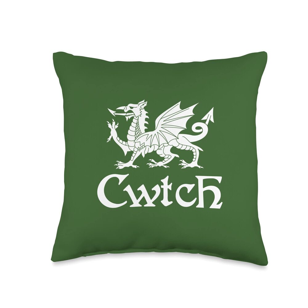 4487 CWTCH - For fans of a big Welsh hug - Welsh Dragon design Throw Pillow